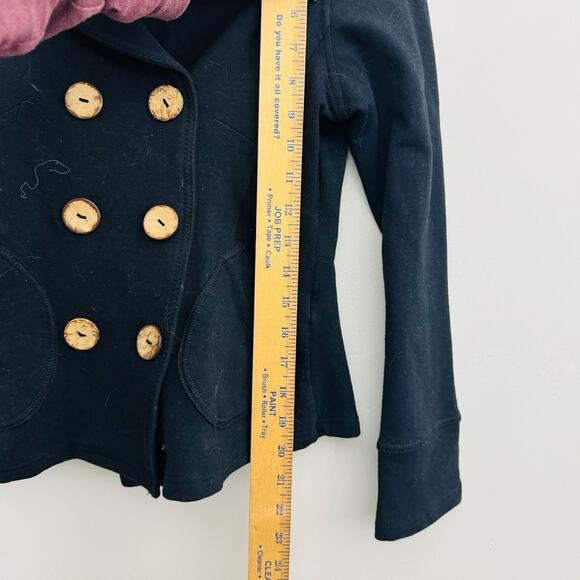 Ambition Black Button Up Pea Coat Women’s Size Small Petite - Picture 5 of 7